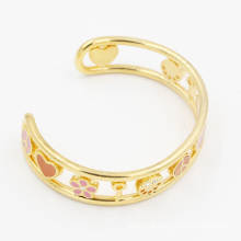 IP Gold Plating Open Cut out Cuff with Enamel